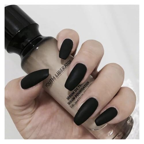 Press On Nails 24PcsSet Press On Nail Art Full Cover Artificial Fake Nails Patch Finished Solid Color Girl Wearing Reusable False Nails Fake Nails(Color1) von GSCLZ