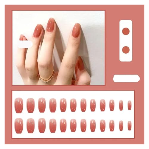 Press On Nails 24PcsSet Press On Nail Art Full Cover Artificial Fake Nails Patch Finished Solid Color Girl Wearing Reusable False Nails Fake Nails(Color2) von GSCLZ