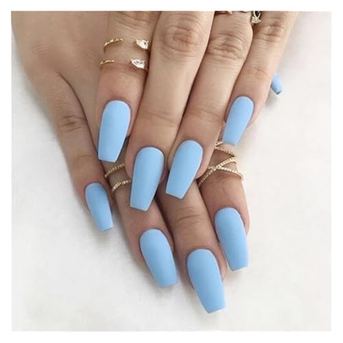 Press On Nails 24PcsSet Press On Nail Art Full Cover Artificial Fake Nails Patch Finished Solid Color Girl Wearing Reusable False Nails Fake Nails(Color3) von GSCLZ
