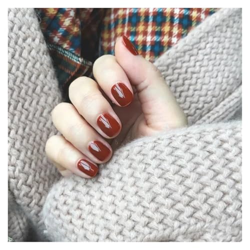 Press On Nails 24PcsSet Press On Nail Art Full Cover Artificial Fake Nails Patch Finished Solid Color Girl Wearing Reusable False Nails Fake Nails(Color5) von GSCLZ