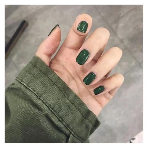 Press On Nails 24PcsSet Press On Nail Art Full Cover Artificial Fake Nails Patch Finished Solid Color Girl Wearing Reusable False Nails Fake Nails(Color7) von GSCLZ