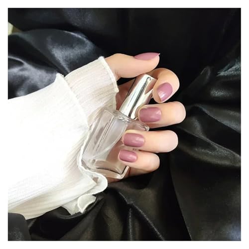 Press On Nails 24PcsSet Press On Nail Art Full Cover Artificial Fake Nails Patch Finished Solid Color Girl Wearing Reusable False Nails Fake Nails(Color8) von GSCLZ