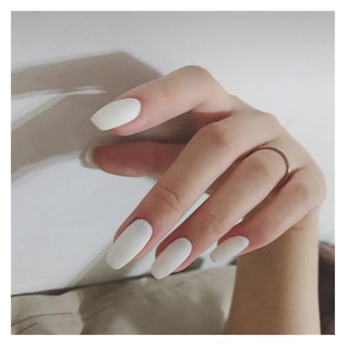 Press On Nails 24PcsSet Press On Nail Art Full Cover Artificial Fake Nails Patch Finished Solid Color Girl Wearing Reusable False Nails Fake Nails(Color9) von GSCLZ