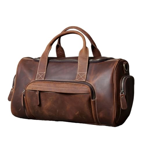 Vintage Echtleder Reisetasche Leder Reisetasche Herren Weekender Tasche Turnbeutel Handgepäck(Brown) von GSCLZ
