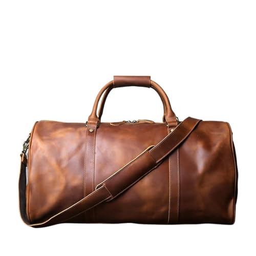 Vintage Leder Cross Style Herren Handgepäck Große Kapazität Einzel-Schulter Reisetasche(Retro Brown) von GSCLZ