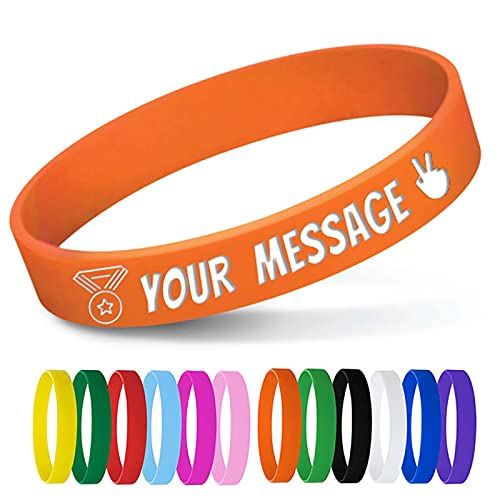 Personalisierte Armbänder mit Textnachricht, individuelle Gummibänder, für Veranstaltungen, Motivation, Spendenaktionen, Ausweisarmbänder für Kinder, Festival, Orange von GSCSP