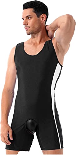 GSFLYSH Männer ein Stück Wrestling Singlet Workout Sport Athletic Trotard Open Butt Boxer Shorts Overalls (Color : Black1, Size : M) von GSFLYSH