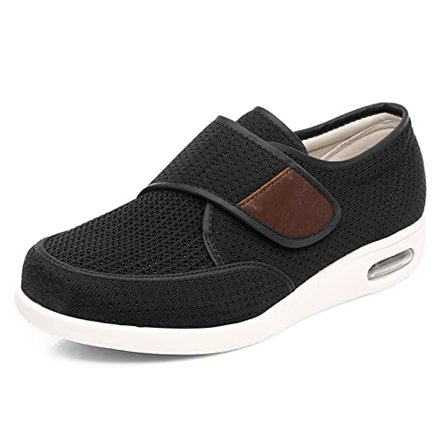 GSFY Herren-Schuhe für Diabetiker, Ödeme, mit verstellbarem Verschluss, rutschfest, leicht, für ältere geschwollene Füße, drinnen und draußen, Schwarz, 45.5 EU GSFY Herren-Schuhe für Diabetiker, Ödeme, mit verstellbarem Verschluss, rutschfest, leicht, für ältere geschwollene Füße, drinnen und draußen, Schwarz, 45.5 EU von GSFY