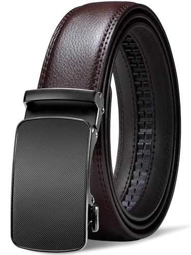 GSG SINCE 1998 Herren Gürtel 35mm ohne Löcher Ledergürtel Automatik Ratsche Gürtel Ideal für Anzug und Geschäftskleidung von GSG SINCE 1998
