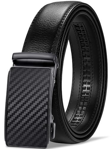 GSG SINCE 1998 Gürtel Herren Automatik Ratsche Ledergürtel 35mm Breit Größe Angepasst ohne Löcher Gürtel Herren für Anzug und Business Kleidung von GSG SINCE 1998