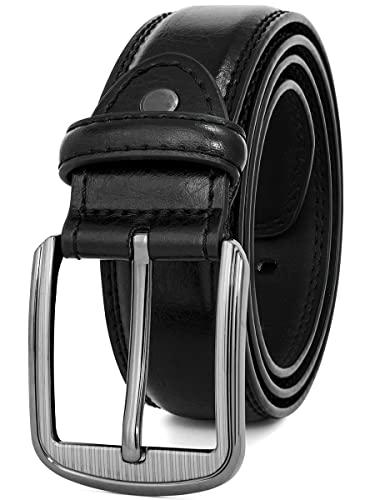GSG SINCE 1998 Klassischer Ledergürtel für Herren - 37mm breit Gürtel Herren Leder Für Business und formelle Anlässe Gürtel für Männer Ledergürtel in Geschenkbox Schwarz 38-42 inch von GSG SINCE 1998