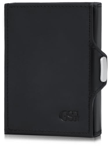 GSG Slim Wallet mit Münzfach RFID-Schutz Klein Geldbörse Herren & Damen Mini Kartenetui Kreditkartenetui Portmonee Leder Portemonnaie Geldbeutel Schwarz von GSG SINCE 1998