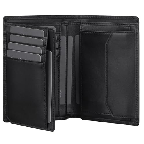 GSG Leder Geldbörse Herren mit Münzfach Portemonnaie RFID Schutz Groß Geldbeutel Echtleder Portmonee Brieftasche Wallet mit 13 Fächer Schwarz von GSG SINCE 1998