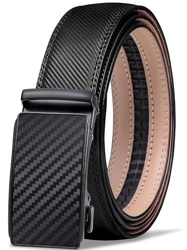 GSG SINCE 1998 Gürtel Herren Automatik Ratsche Ledergürtel 35mm Breit Größe Angepasst ohne Löcher Gürtel Herren für Anzug und Business Kleidung von GSG SINCE 1998