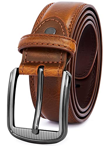 GSG SINCE 1998 Klassischer Ledergürtel für Herren - 37mm breit Gürtel Herren Leder Für Business und formelle Anlässe Gürtel für Männer Ledergürtel in Geschenkbox Braun 40-44 inch von GSG SINCE 1998