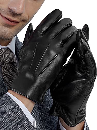 GSG SINCE 1998 Echtem Schaffell Lederhandschuhe Herren mit Futter Touchscreen Wolle Gefüttert Winter Handschuhe Schwarz XL von GSG SINCE 1998