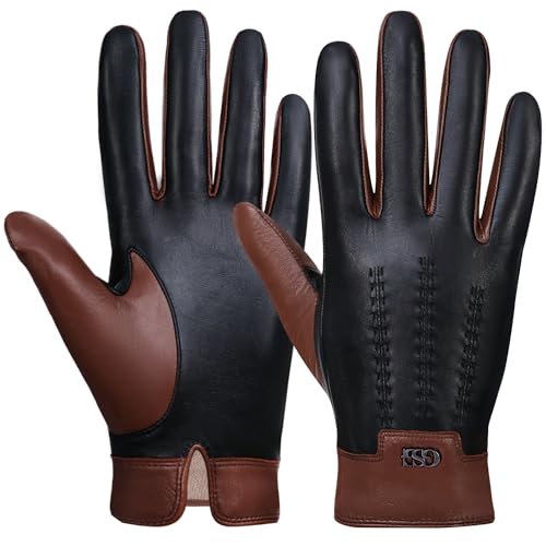 GSG SINCE 1998 Herren Lederhandschuhe mit Kaschmir Gefüttert Winter Touchscreen Handschuhe aus echtem Leder Warme Schaffellhandschuhe Bräunen Small von GSG SINCE 1998