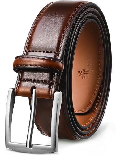 GSG SINCE 1998 Klassischer Ledergürtel für Herren - 37mm breit Gürtel Herren Leder Für Business und formelle Anlässe Gürtel für Männer Ledergürtel in Geschenkbox Dunkles Rotbraun 36-40 inch von GSG SINCE 1998