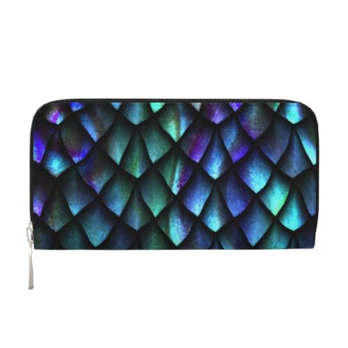 GSGCSBYMLG 3D Magical Dragon Scales Pattern Printed Leather Hand Wallet Men Women Zip Clutch Card Holder, Schwarz , Einheitsgröße von GSGCSBYMLG
