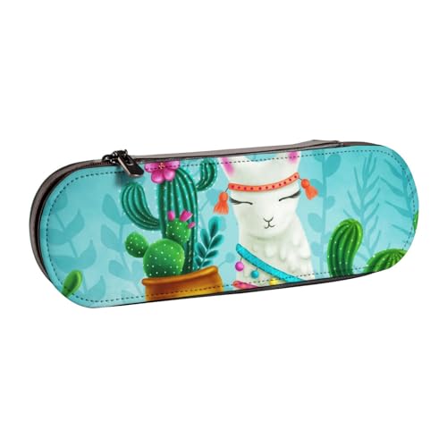GSGCSBYMLG Alpaka-bedrucktes Leder-Federmäppchen, Schreibwarentasche von GSGCSBYMLG