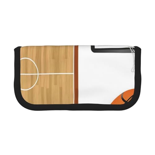 GSGCSBYMLG Basketballplatz-Rückwand, bedrucktes Canvas-Federmäppchen, tragbare Schreibwaren-Etui, Aufbewahrungstasche von GSGCSBYMLG