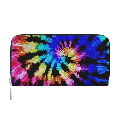 GSGCSBYMLG Batikdruck Leder Handtasche Herren Damen Reißverschluss Clutch Kartenhalter, Schwarz , Einheitsgröße von GSGCSBYMLG