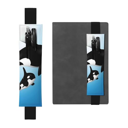 GSGCSBYMLG Bedruckter Leder-Stifthalter mit Wal-Motiv, Lesezeichen, Federmäppchen, Schwarz , Einheitsgröße, Münztasche von GSGCSBYMLG