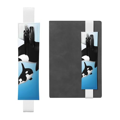 GSGCSBYMLG Bedruckter Leder-Stifthalter mit Wal-Motiv, Lesezeichen, Federmäppchen, weiß, Einheitsgröße, Münztasche von GSGCSBYMLG