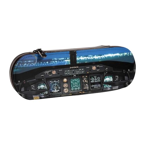 GSGCSBYMLG Bedrucktes Federmäppchen aus Leder mit Flugzeug-Cockpit, Schreibwarentasche von GSGCSBYMLG