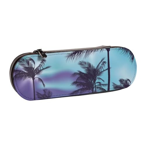 GSGCSBYMLG Bedrucktes Federmäppchen aus Leder mit Palmen von GSGCSBYMLG