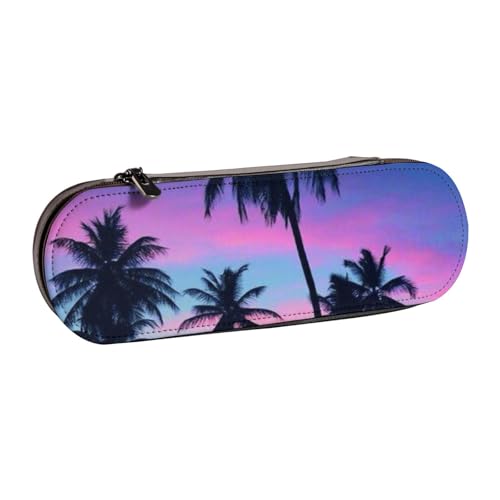 GSGCSBYMLG Bedrucktes Federmäppchen aus Leder mit Palmen von GSGCSBYMLG