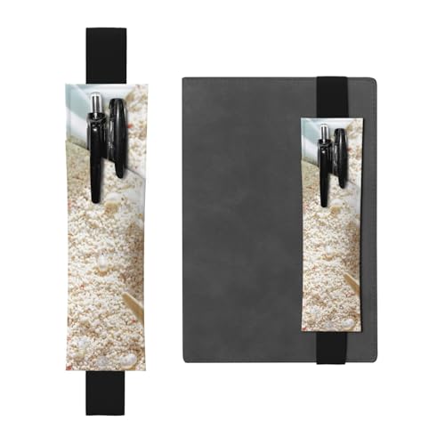 GSGCSBYMLG Blaue Zen-Blume mit Seestern am Strand, bedruckter Leder-Stifthalter, Lesezeichen, Federmäppchen, Schwarz , Einheitsgröße, Münztasche von GSGCSBYMLG