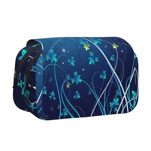 GSGCSBYMLG Blaues Federmäppchen mit Wirbelmuster, doppeltes Klappetui, tragbares Schreibwarenetui, Schwarz , Einheitsgröße, Münztasche von GSGCSBYMLG