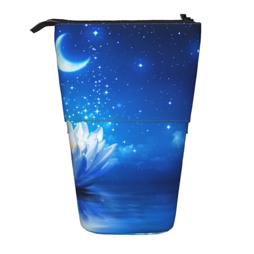 GSGCSBYMLG Blume und Mond Sternennacht bedruckte Bleistift Teleskop Vertikales Federmäppchen von GSGCSBYMLG
