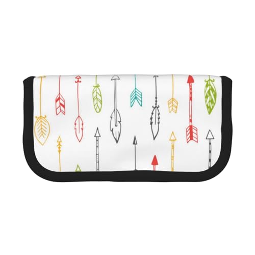 GSGCSBYMLG Bunte handgezeichnete Kunst mit Pfeilen im Boho-Stil, bedrucktes Leinen-Federmäppchen, tragbare Schreibwaren-Etui, Aufbewahrungstasche von GSGCSBYMLG