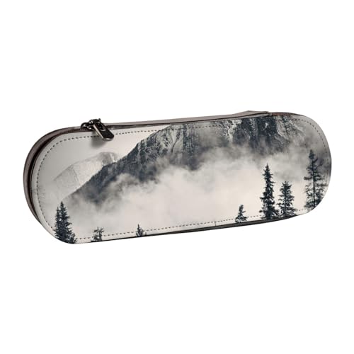 GSGCSBYMLG Canadian Smokey Mountain Cliff bedrucktes Leder-Federmäppchen, Schreibwaren-Tasche von GSGCSBYMLG