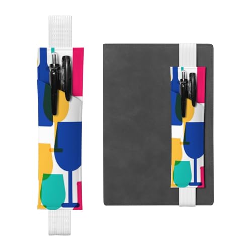 GSGCSBYMLG Cocktailgläser und Weinflaschen, bedruckter Leder-Stifthalter, Lesezeichen, Federmäppchen, weiß, Einheitsgröße, Münztasche von GSGCSBYMLG