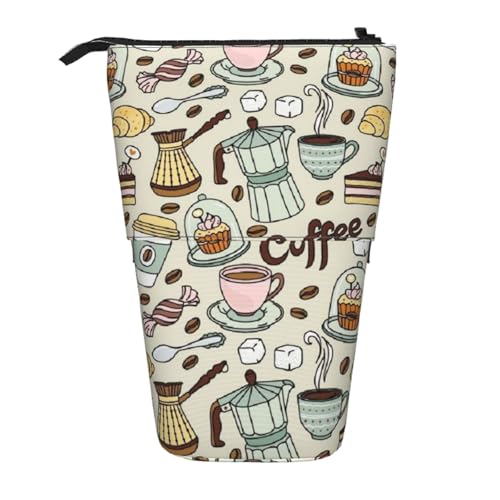 GSGCSBYMLG Coffee and Sweets Sugar Chocolate Printed Pencil Telescopic Vertical Pencil Case von GSGCSBYMLG