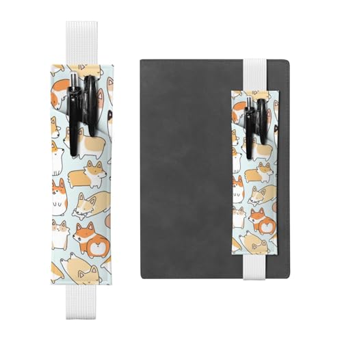 GSGCSBYMLG Corgi Dog bedruckter Leder-Stifthalter Lesezeichen Federmäppchen, weiß, Einheitsgröße, Münztasche von GSGCSBYMLG