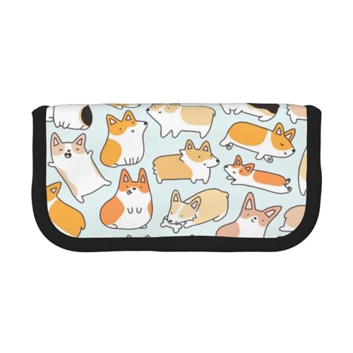 GSGCSBYMLG Corgi Federmäppchen aus bedrucktem Segeltuch, tragbare Schreibwaren-Etui, Aufbewahrungstasche von GSGCSBYMLG