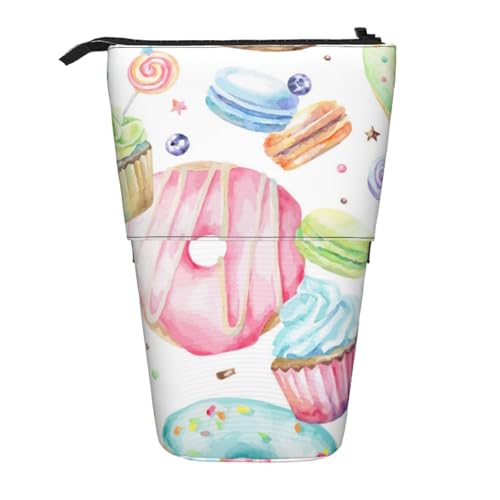 GSGCSBYMLG Cupcakes, Donuts, Muffins, Zucker, bedrucktes Teleskop-Federmäppchen, vertikales Federmäppchen von GSGCSBYMLG