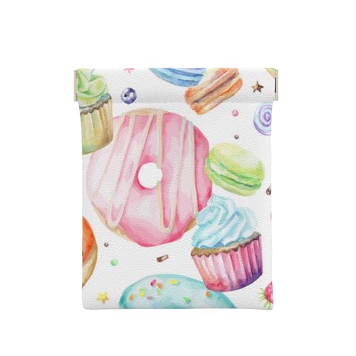 GSGCSBYMLG Cupcakes Donuts Muffins Zucker Bedruckte tragbare Münztasche Leder Schleuder Münzbörse, weiß, Einheitsgröße, Klassisch von GSGCSBYMLG