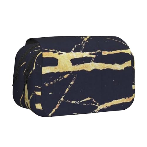 GSGCSBYMLG Doppel-Klappetui mit Marmordruck, tragbares Schreibwarenetui, Schwarz , Einheitsgröße, Münztasche von GSGCSBYMLG