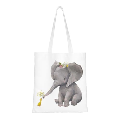 GSGCSBYMLG Einkaufstasche, Motiv: niedlicher Elefant mit Kranz und kleiner Ente, waschbare Aufbewahrungstasche GSGCSBYMLG Einkaufstasche, Motiv: niedlicher Elefant mit Kranz und kleiner Ente, waschbare Aufbewahrungstasche von GSGCSBYMLG
