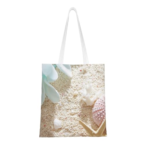 GSGCSBYMLG Einkaufstasche, blaue Zen-Blume mit Seestern am Strand, bedruckte Tragetasche, waschbare Aufbewahrungstasche GSGCSBYMLG Einkaufstasche, blaue Zen-Blume mit Seestern am Strand, bedruckte Tragetasche, waschbare Aufbewahrungstasche von GSGCSBYMLG