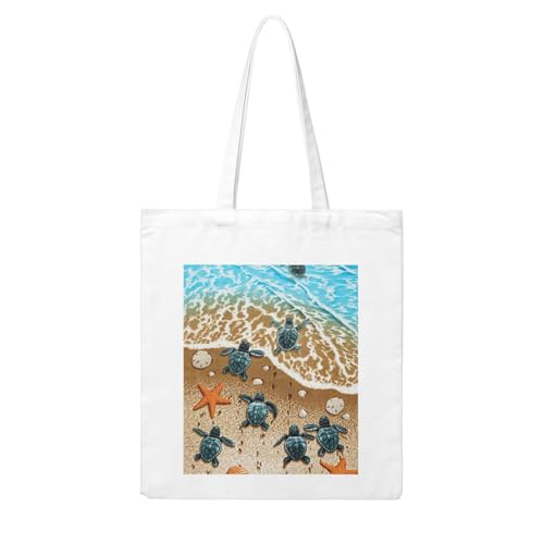 GSGCSBYMLG Einkaufstasche aus Segeltuch, Motiv: Schildkröten am Strand, waschbare Einkaufstasche GSGCSBYMLG Einkaufstasche aus Segeltuch, Motiv: Schildkröten am Strand, waschbare Einkaufstasche von GSGCSBYMLG