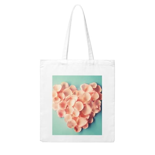 GSGCSBYMLG Einkaufstasche aus Segeltuch in Herzform mit Blumenblättern, waschbar, Einkaufstasche GSGCSBYMLG Einkaufstasche aus Segeltuch in Herzform mit Blumenblättern, waschbar, Einkaufstasche von GSGCSBYMLG
