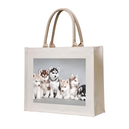 GSGCSBYMLG Einkaufstasche aus Segeltuch mit Husky-Welpen-Motiv, bedruckt GSGCSBYMLG Einkaufstasche aus Segeltuch mit Husky-Welpen-Motiv, bedruckt von GSGCSBYMLG