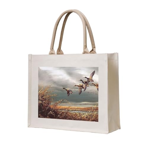 GSGCSBYMLG Einkaufstasche aus Segeltuch mit Jagd-Motiv fliegende Wildenten GSGCSBYMLG Einkaufstasche aus Segeltuch mit Jagd-Motiv fliegende Wildenten von GSGCSBYMLG