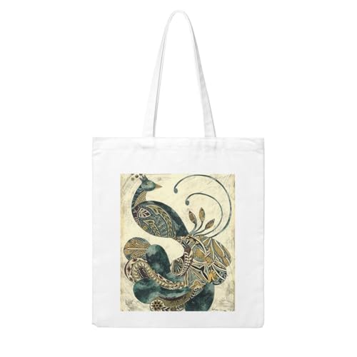 GSGCSBYMLG Einkaufstasche aus Segeltuch mit Pfauenmotiv, waschbare Einkaufstasche GSGCSBYMLG Einkaufstasche aus Segeltuch mit Pfauenmotiv, waschbare Einkaufstasche von GSGCSBYMLG